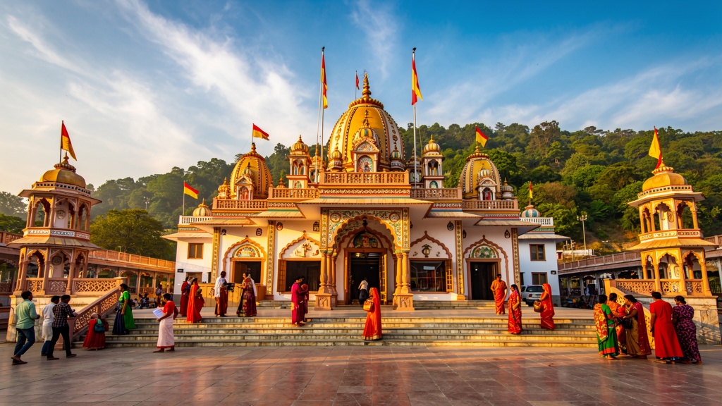 Shakumbhari Devi Temple set against scenic hills in Saharanpur